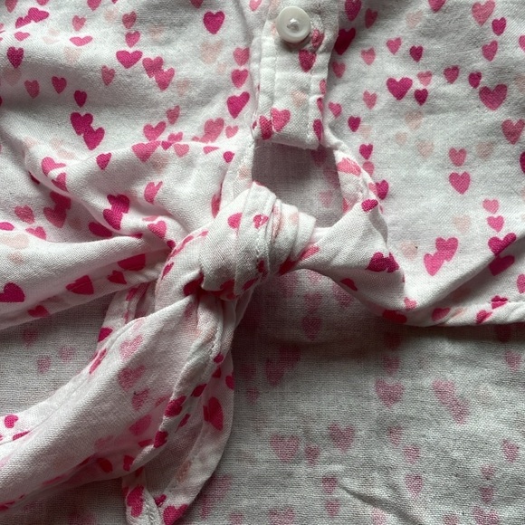 NWT BeachLunchLounge Pink Heart Button-Up Shirt size XS/S - Picture 4 of 7